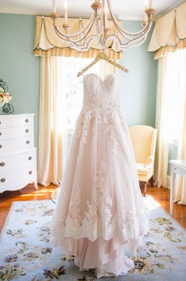 Lace Tulle Princess Wedding Dress Sweetheart Sweep Train JT017_1