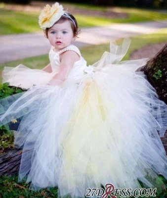 Sleeveless Scoop Tull Flower-Girl-Dresses Ball-Gown Pearls Pageant-Dress_3