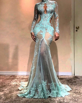Luxury Long Sleeve Mermaid Evening Dress UK | Lace Formal Dress UK_1