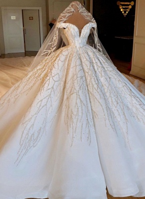 Applique Off-the-Shoulder Ball Gown  Wedding Dresses UK_3