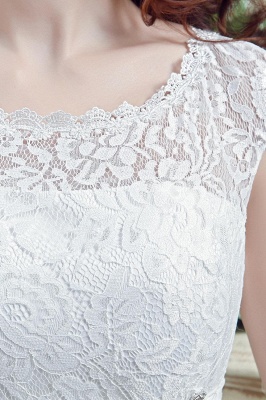Elegant Illusion Lace Beadss Wedding Dress Cap Sleeve Zipper_4