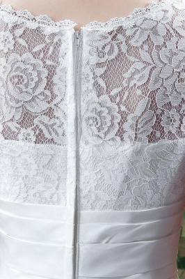 Elegant Illusion Lace Beadss Wedding Dress Cap Sleeve Zipper_5