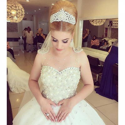 Elegant Beads Tulle Wedding Dress Ball Gown Floor-length MH052_2