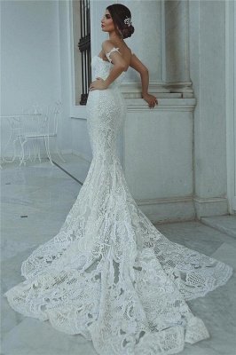 Sexy Mermaid Lace Wedding Dress Court Train Sweetheart Bridal Gowns with Sleeve Decorations_4