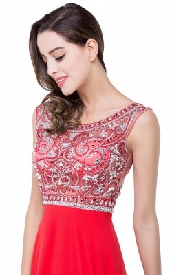 Elegant Red Long Crystal Beadings Prom Dress UK Chiffon_4