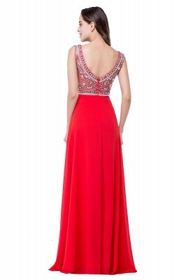 Elegant Red Long Crystal Beadings Prom Dress UK Chiffon_3