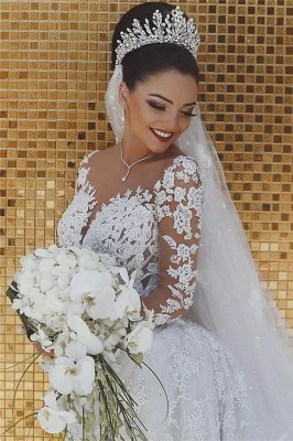 Glamorous Beaded Lace Sexy Mermaid Wedding Dresses UK with Sleeves Sheer Tulle Appliques Bride Dresses_3