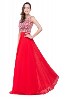 Elegant Red Long Crystal Beadings Prom Dress UK Chiffon_5