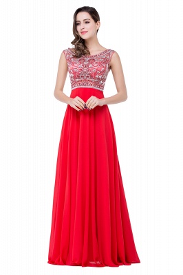 Elegant Red Long Crystal Beadings Prom Dress UK Chiffon_1