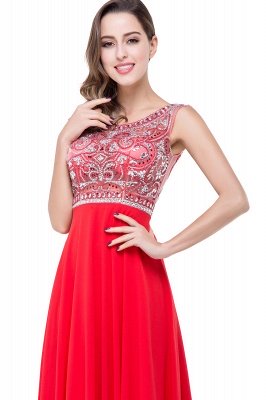 Elegant Red Long Crystal Beadings Prom Dress UK Chiffon_7