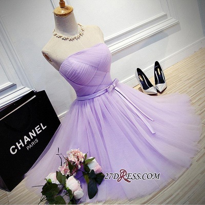 Short Romantic Strapless Ruched-Top With Sash Homecoming Dress UKes UK_6