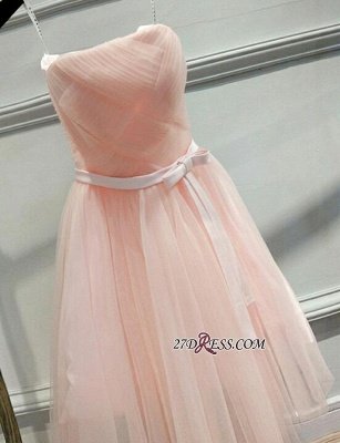 Short Romantic Strapless Ruched-Top With Sash Homecoming Dress UKes UK_3