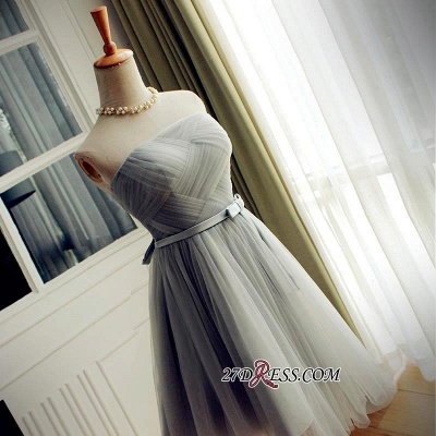 Short Romantic Strapless Ruched-Top With Sash Homecoming Dress UKes UK_5