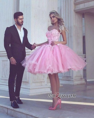 Short Appliues Pink Sweetheart-Neck Ball-Gown Homecoming Dress UKes UK_2