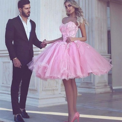 Short Appliues Pink Sweetheart-Neck Ball-Gown Homecoming Dress UKes UK_3