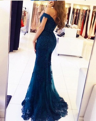 Off-the-Shoulder Prom Dress UK | Lace Appliques Evening Gowns_4