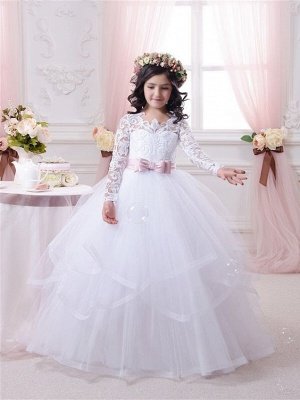 Ball-Gown Lace-Appliques Long-Sleeves Flower-Girl-Dresses_2