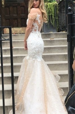 Tulle Newest Off-the-Shoulder Appliques Sexy Mermaid Wedding Dress_2