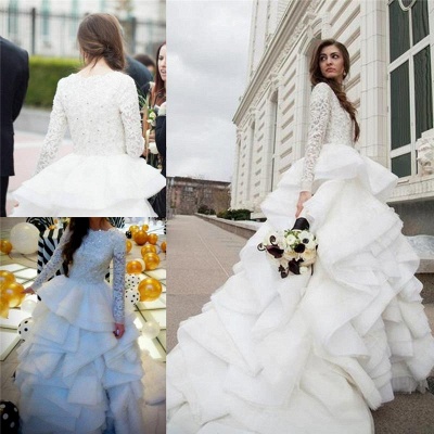 Elegant Beadss Lace Appliques Wedding Dress Ruffles Court Train_3
