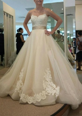 Gorgeous Sweetheart Princess Wedding Dresses UK Lace Appliques Tulle_2