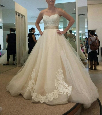 Gorgeous Sweetheart Princess Wedding Dresses UK Lace Appliques Tulle_3