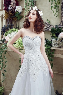 Elegant Sequined Lace Tulle Wedding Dress Court Train Lace-up_6