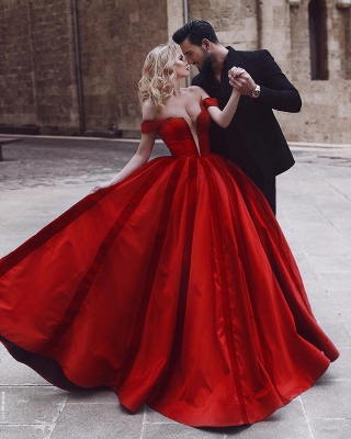 Gorgeous Off-the-Shoulder Evening Dress UK | Red Long Prom Dress UK_3