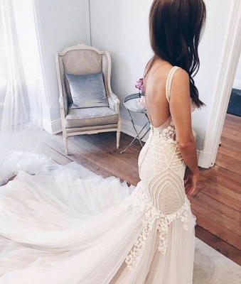 Delicate Lace Straps Sexy Mermaid Wedding Dress | Ivory Wedding Dress_3