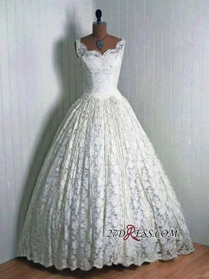 Floor-Length Sleeveless Lace Vantage Elegant Wedding Dresses UK_1
