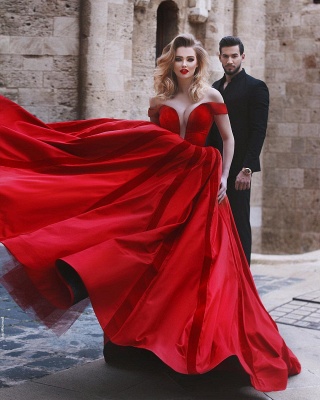 Gorgeous Off-the-Shoulder Evening Dress UK | Red Long Prom Dress UK_5