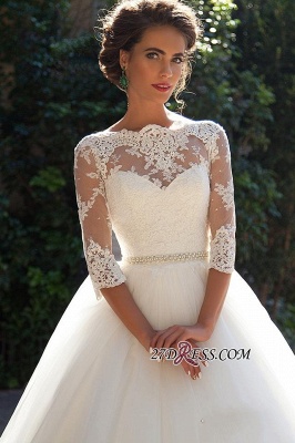 Half-Long-Sleeves Gown Lace Fall Elegant Ball Wedding Dresses UK BA3678_4
