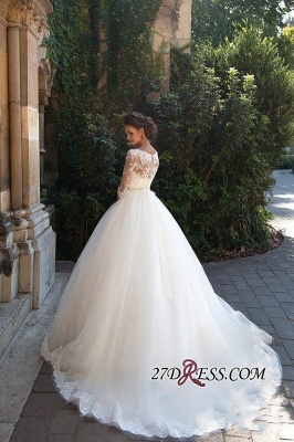 Half-Long-Sleeves Gown Lace Fall Elegant Ball Wedding Dresses UK BA3678_3