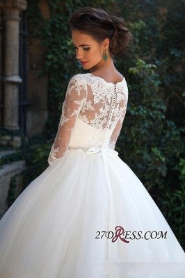 Half-Long-Sleeves Gown Lace Fall Elegant Ball Wedding Dresses UK BA3678_1