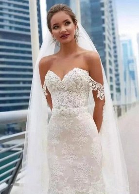 Elegant Off-the-Shoulder Wedding Dress Sweetheart With Lace Sexy Mermaid Bridal Gowns_4