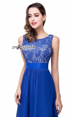 Delicate Chiffon Jewel Neck Lace Royal Blue A-line Prom Dress_4