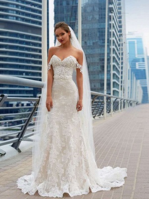 Elegant Off-the-Shoulder Wedding Dress Sweetheart With Lace Sexy Mermaid Bridal Gowns_5