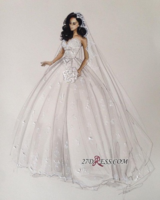 Stunning Sweetheart Ball Gown Lace Wedding Dress BA7462_1