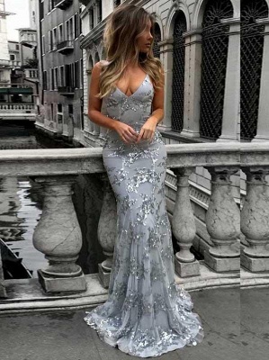 Gorgeous V-neck Long Prom Dress UK Mermaid Sequins Party Dress UK BA7489_3