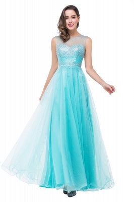 Delicate Beadings Illusion A-line Prom Dress UK Zipper Floor-length Sleeveless_4