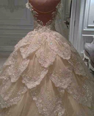 Luxurious Off-the-Shoulder Beads Wedding Dresses UK Ball Gown Long Train_4