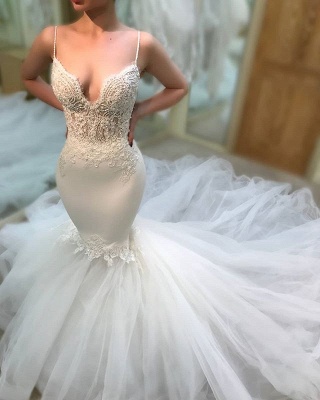 Elegant V-Neck 2019 Wedding Dress | Lace Sexy Mermaid Long Bridal Gowns_3