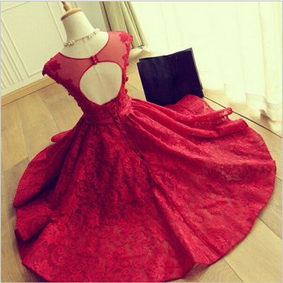 Delicate Red Lace Appliques Homecoming Dress UK Mini Cap Sleeve_3