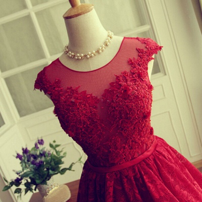 Delicate Red Lace Appliques Homecoming Dress UK Mini Cap Sleeve_5