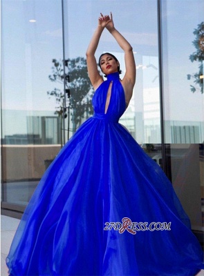 Royal-Blue Tulle Evening Dress UK | High-Neck Prom Dress UK_2