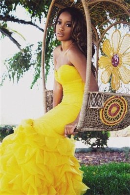 Luxury Sweetheart Yellow Prom Dress UKes UK Mermaid With Train BK0_1
