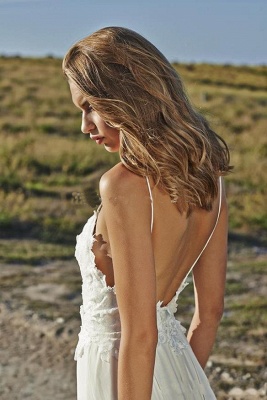 Simple Spaghetti Straps  Wedding Dresses UK Appliques Beach Bridal Gowns_3