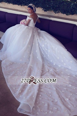 Train Tulle Sweetheart Off-the-shoulder Luxurious Appliques Wedding Dress_1