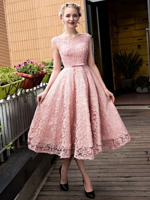 Gorgeous Beadings Lace A-Line Lace-up Tea-Length Homecoming Dress UKes UK_5