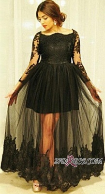 Tulle Luxury Long-Sleeve Lace Black Floor-Length Maternity Dress UKes UK_2