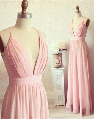Sexy Pink Long chiffon Prom Dress UK Summer Floor Length_1